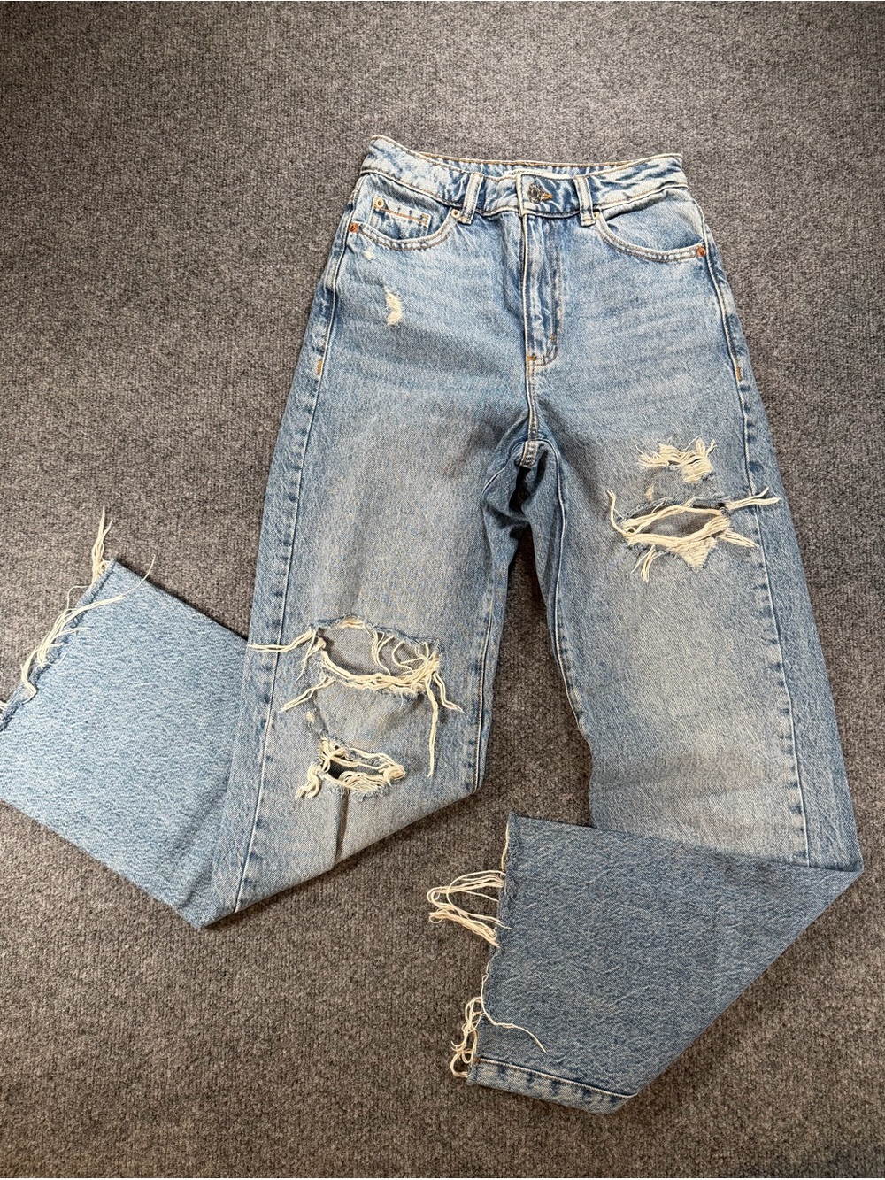 Garage Wide Leg Light Blue Distressed High-Waist Very Baggy Women’s Jeans 0